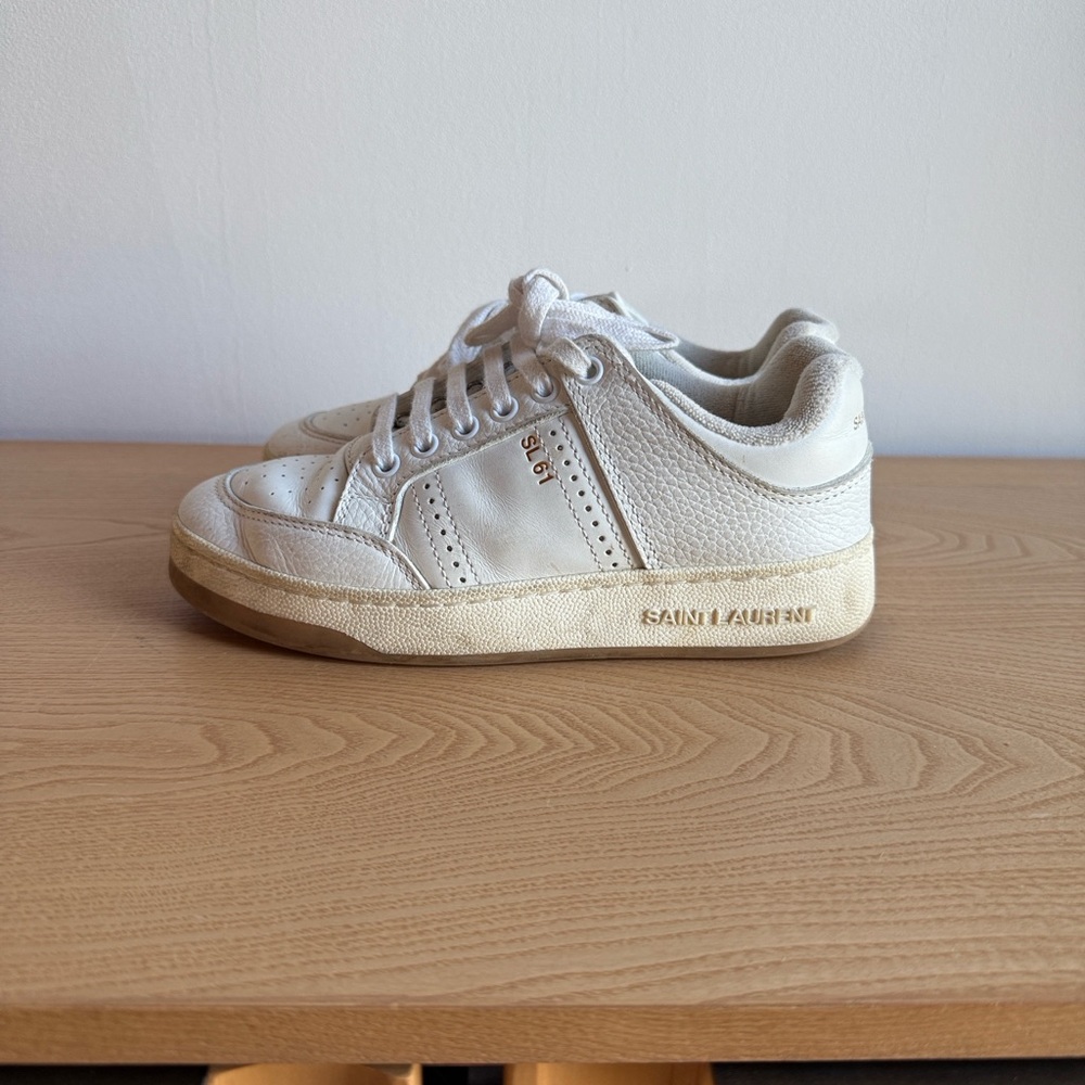 Saint Laurent SL61 White Leather Sneakers